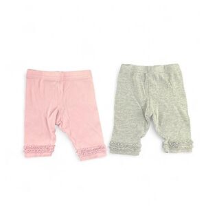 Gerber pink and grey ruffle trimmed newborn baby leggings